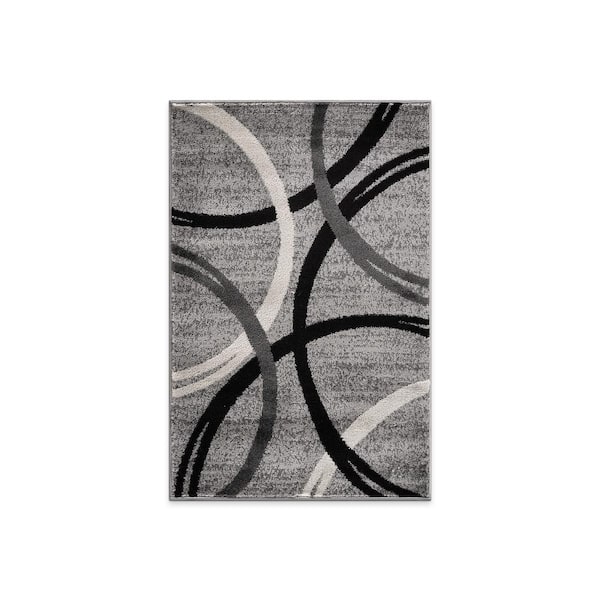 Toscana Gray 2 ft. 7 in. x 4 ft. Modern Abstract Circles Indoor Area Rug