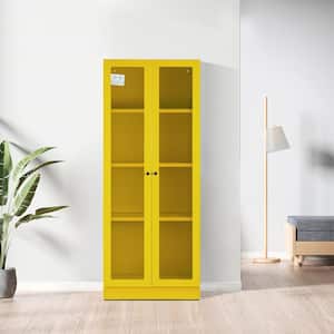 Avice 59 in. Yellow French Door Metal Storage Cabinet