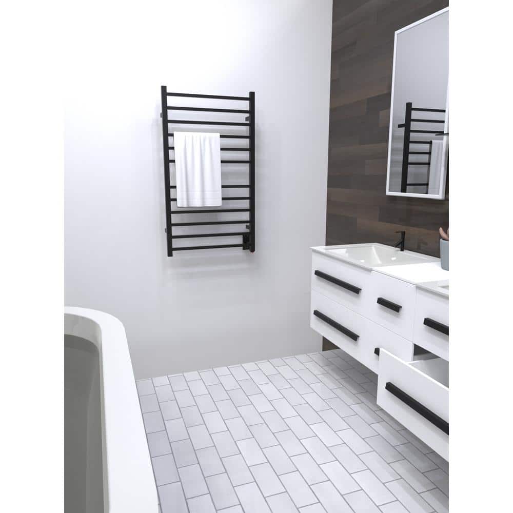Amba Radiant Square Large 12-Bar Hardwired Electric Towel Warmer in Matte  Black RSWHL-MB - The Home Depot