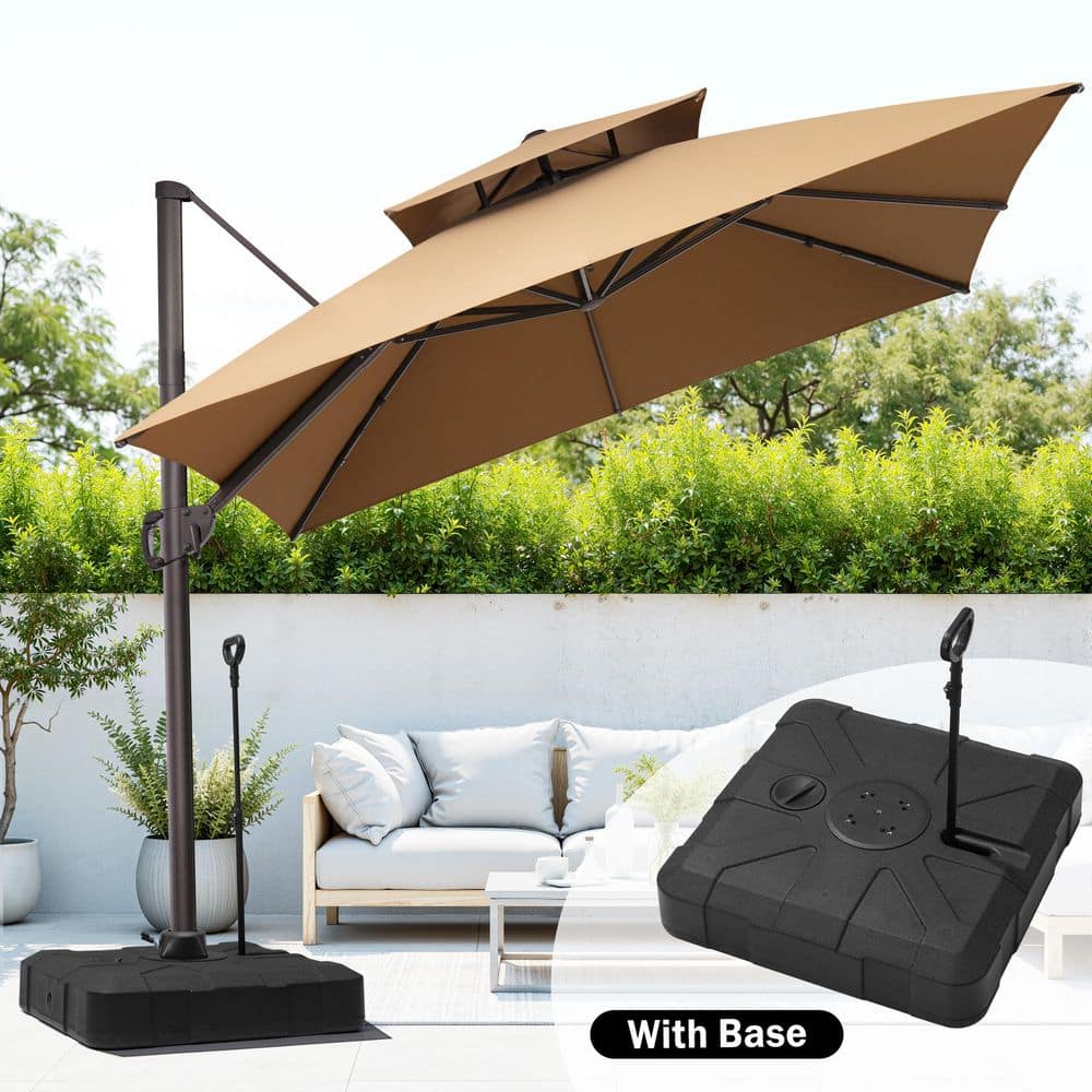 10 ft. x 10 ft. 360 ° Rotation Rectangular Cantilever Patio Umbrella in Tan with 300 lbs. Base Stand price history on PriceWatchPro