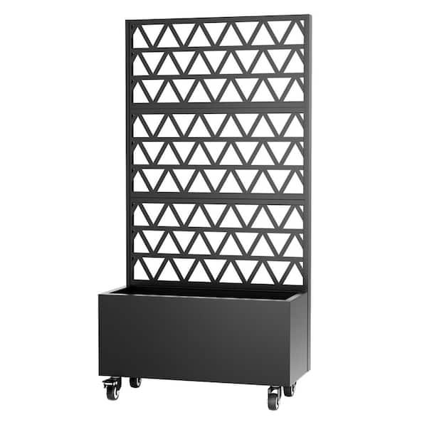 Black Metal Raised Garden Bed with Trellis Privacy Screen for Climbing Plants (72.05 in. L x 35.83 in. W x 16.14 in. H)