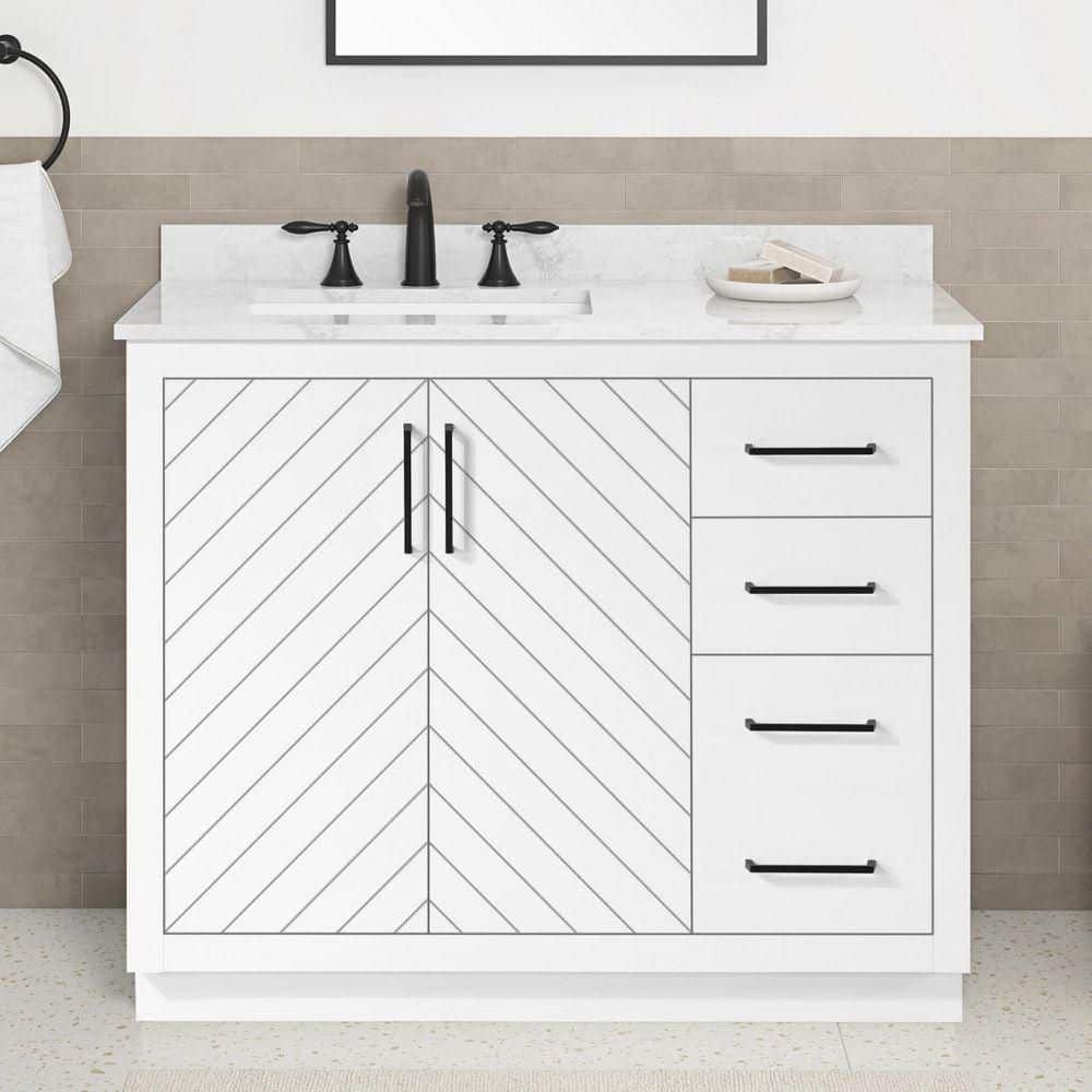 Huckleberry 42 in. Single Sink White Bath Vanity with White Engineered Marble Top (Assembled) price history on PriceWatchPro
