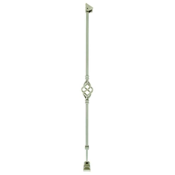 Ole Iron Slides 1/2 in. x 1/2 in. x 30-1/4 in. to 38 in. Antique Nickel Wrought Iron Basket Adjustable Baluster