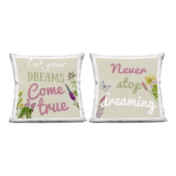 Stupell Industries Charming Dream Inspirations Green Abstract Polyester 18 in. x 18 in. Throw Pillow Set of 2