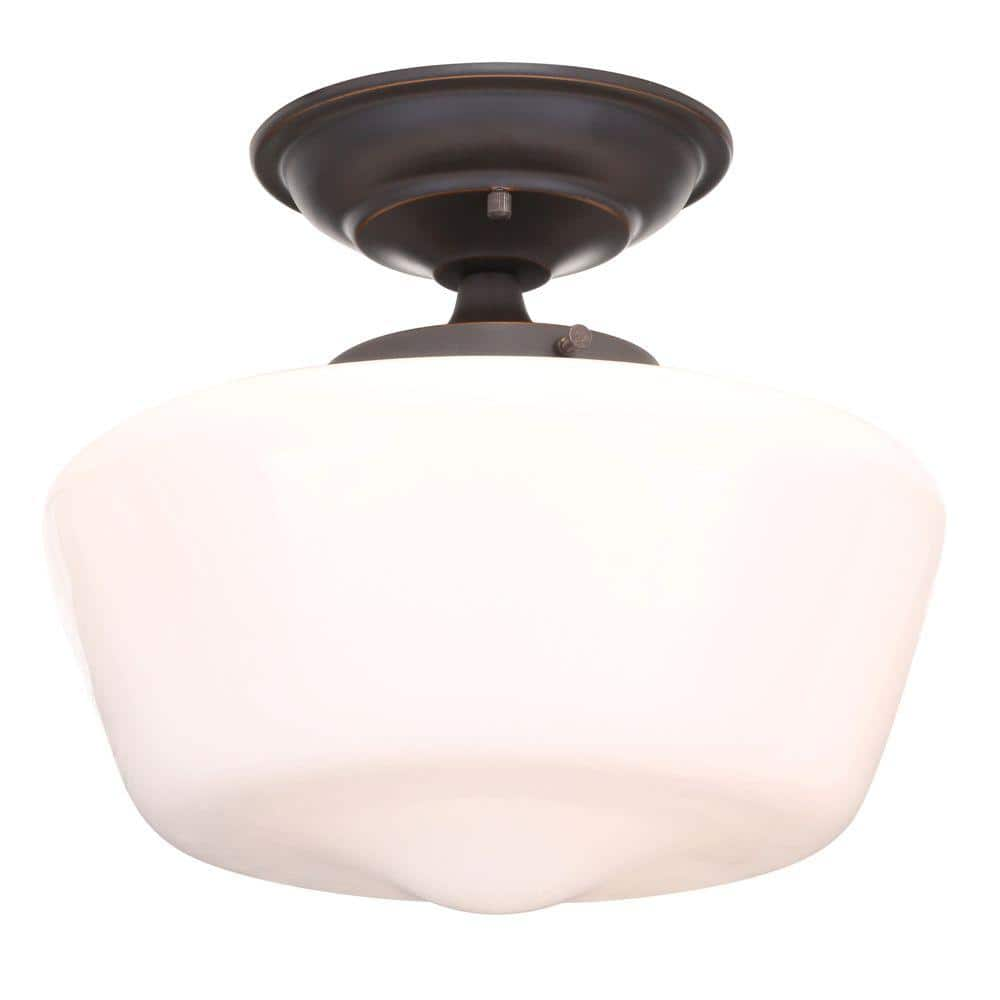 Esdale 12 in. 1-Light Oil Rubbed Bronze Semi-Flush Mount -  Hampton Bay, SF230