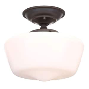 Esdale 12 in. 1-Light Oil Rubbed Bronze Semi-Flush Mount