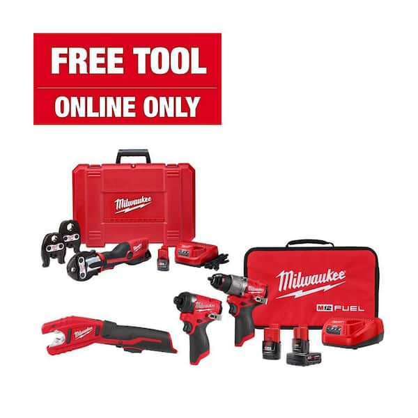 M12 12-Volt Lithium-Ion Force Logic Cordless Press Tool Kit with M12 FUEL Combo Kit and Copper Tubing Cutter