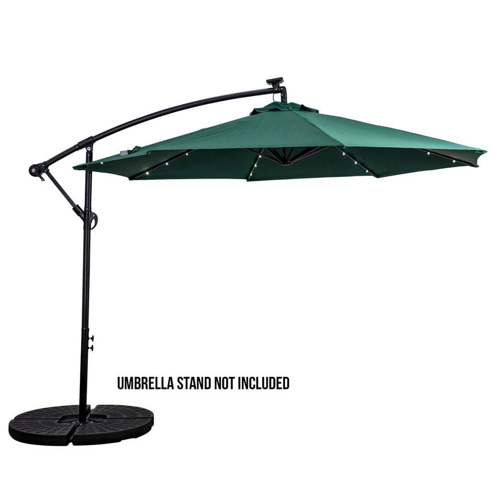 10 ft. Cantilever Round Solar Powered Patio Umbrella in Hunter Green price history on PriceWatchPro