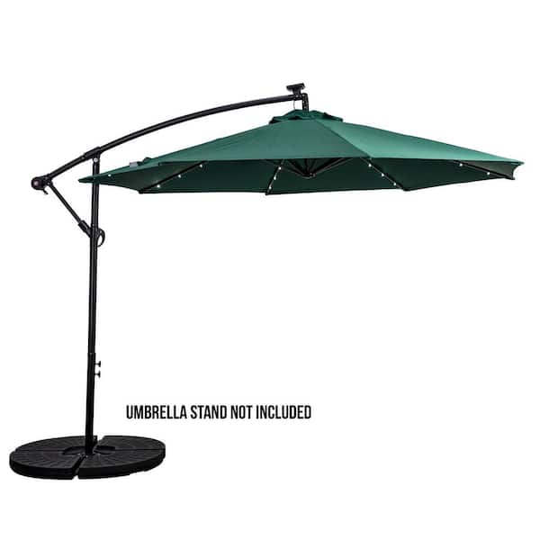 Sun-Ray 10 ft. Cantilever Round Solar Powered Patio Umbrella in Hunter Green