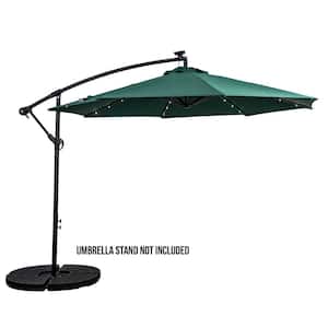 10 ft. Cantilever Round Solar Powered Patio Umbrella in Hunter Green
