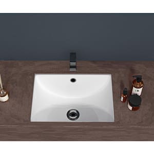 20 in . Ceramic Undermount Rectangular Bathroom Sink with Overflow in White