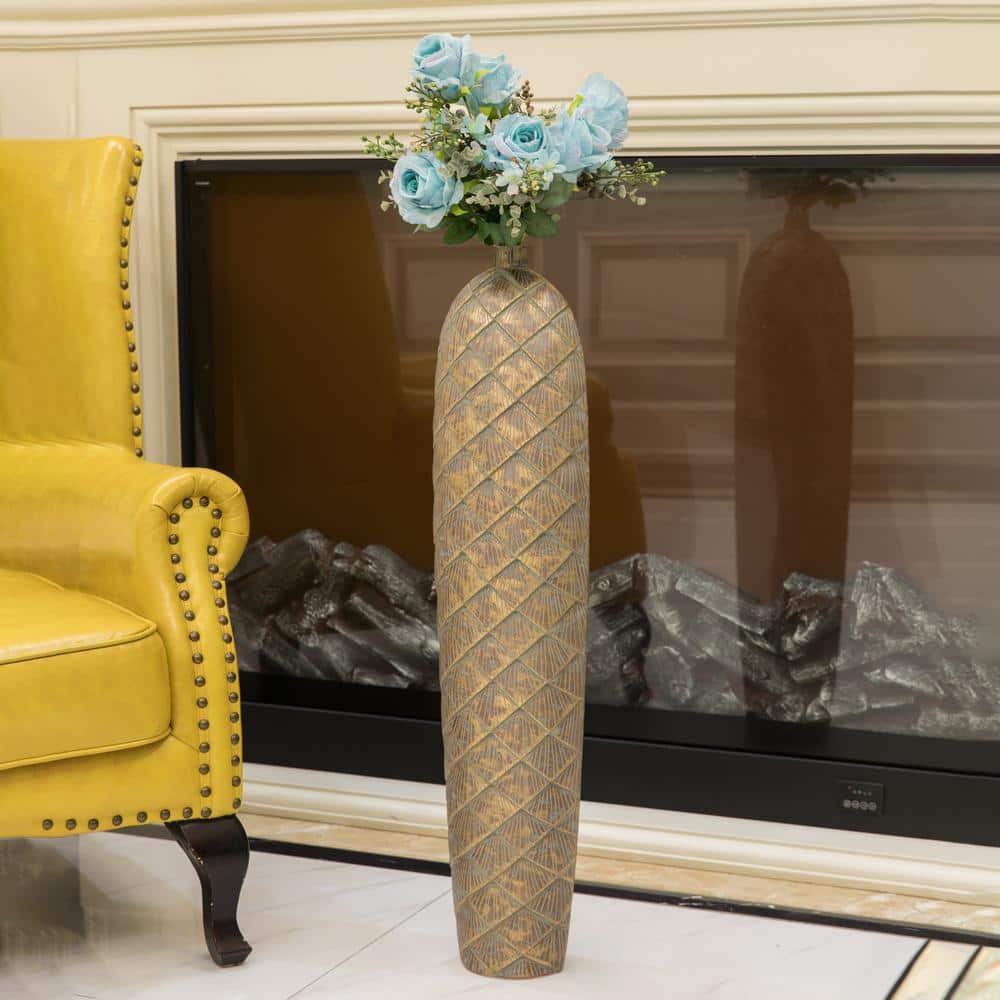 Elegant Antique Ceramic 37" Floor Vase with Vintage Charm