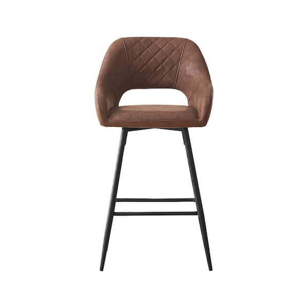 Unbranded 38.2 in. Brown High Back Metal Frame Breakfast Dining Bar Stool with Velvet seat (Set of 2)