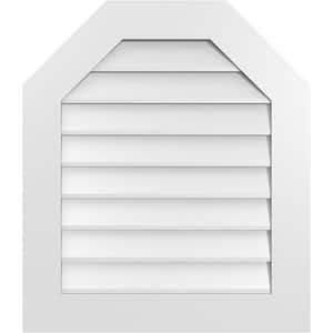 26 in. x 30 in. Octagonal Top Surface Mount PVC Gable Vent: Decorative with Standard Frame