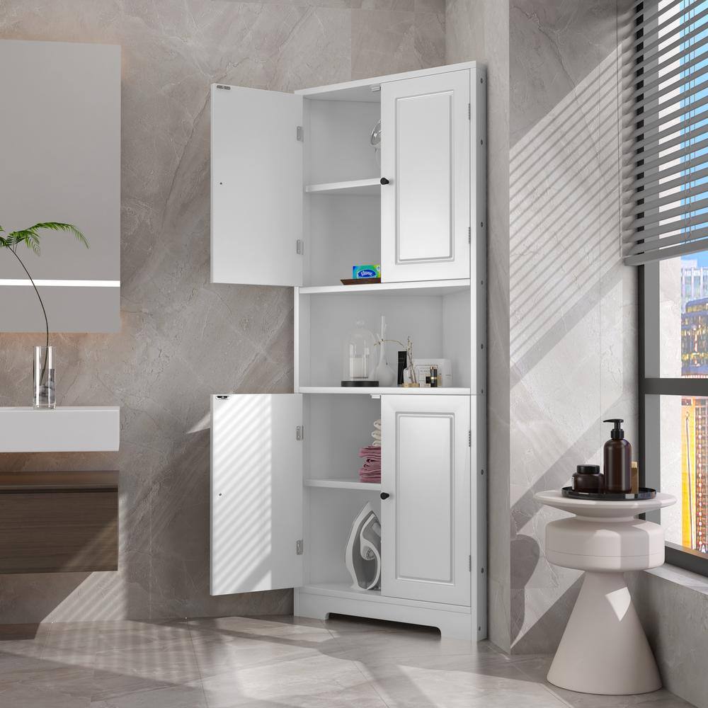 Qualler 25 in. W x 15 in. D x 63 in. H White Wood Corner Linen