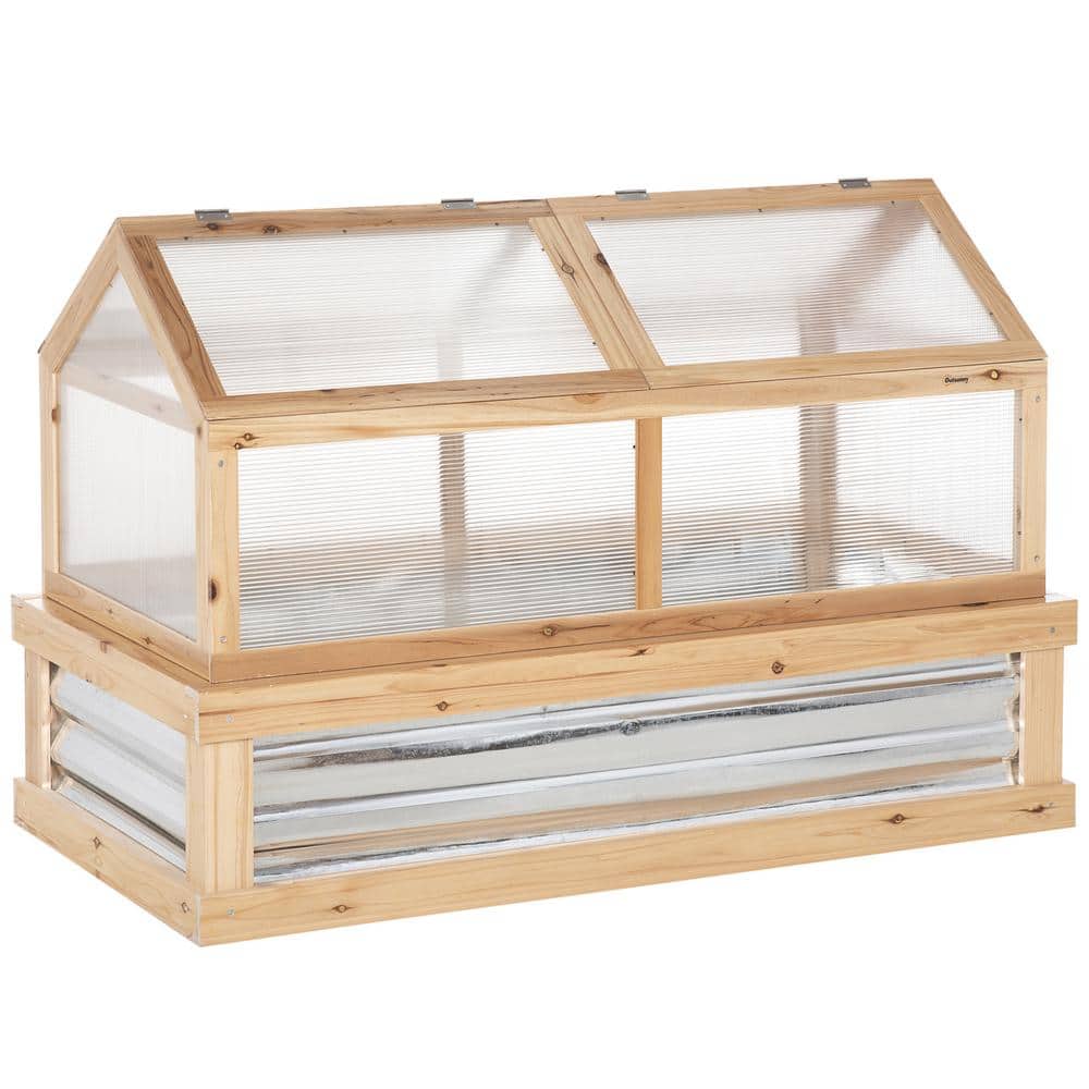 48 in. x 24 in. x 32 in. Natural Wood Raised Planter Box with Polycarbonate Greenhouse price history on PriceWatchPro