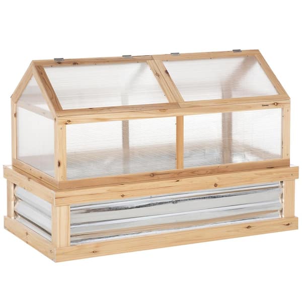 Misopily 48 in. x 24 in. x 32 in. Natural Wood Raised Planter Box with Polycarbonate Greenhouse