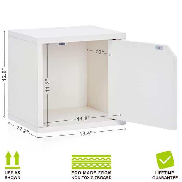 Way Basics 12.6 in. H x 13.4 in. W x 11.2 in. D White Eco Stackable Storage  Cube Organizer with Door WB-C-DCUBE-WE - The Home Depot