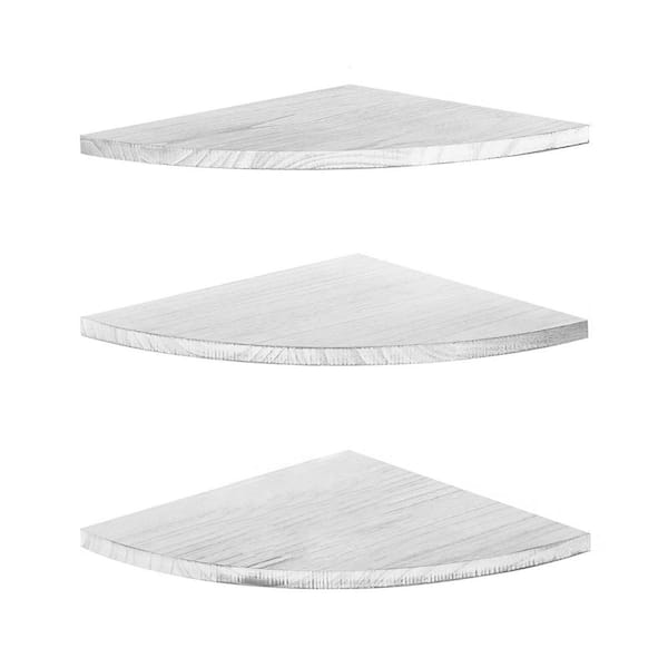 Oumilen Set of 3 Floating Corner Shelves White Wall Mounted Wood Shelves
