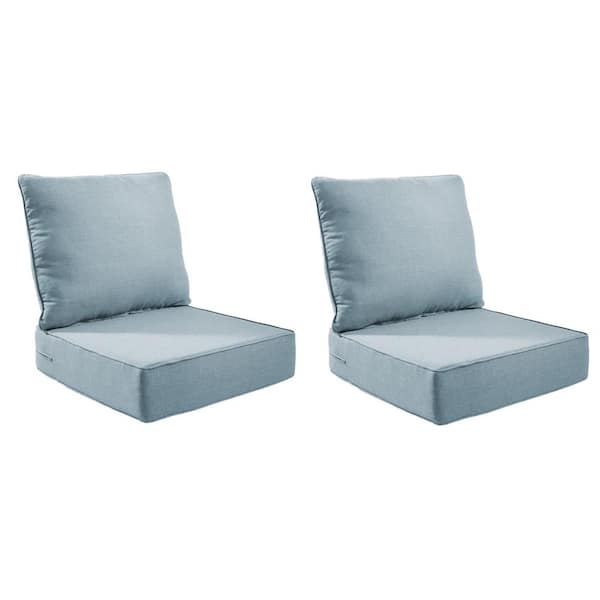 Loopyhoopy Modern 24 in. x 24 in. x 6 in. 4-Piece Deep Seating Outdoor Lounge Chair Thick Cushion Set in Baby Blue (2-Set)