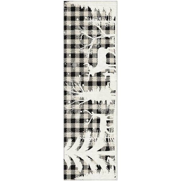 Mayfield Premium Machine Washable Abstract AMF1824 Taupe 2 ft. 3 in. x 7 ft. 6 in. Runner Rug