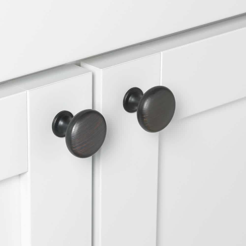 Oil Rubbed Bronze Round Cabinet Knobs with Mounting Hardware