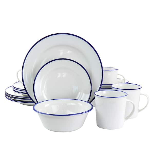 MARTHA STEWART Martha Stewart Fine Ceramic 16 piece Dinnerware Set in White Service for 4