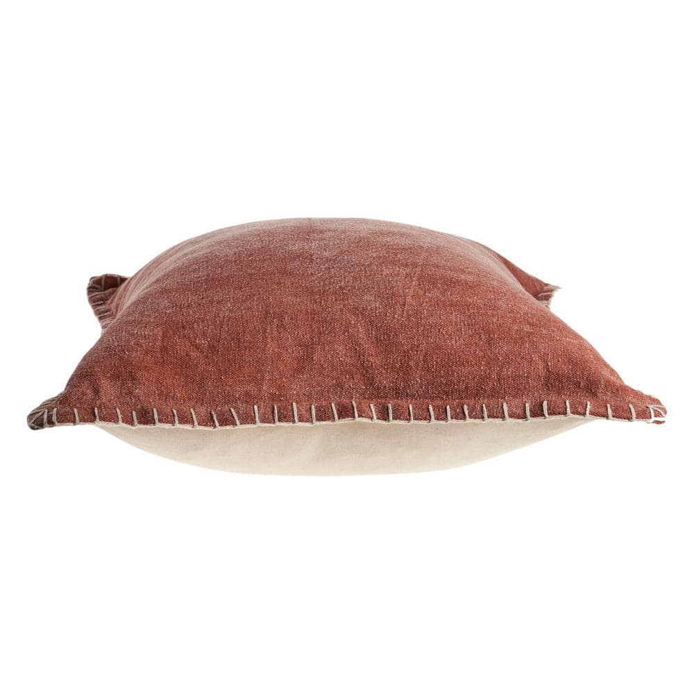 Clay Brown Embroidered Edges 24" Square Throw Pillow