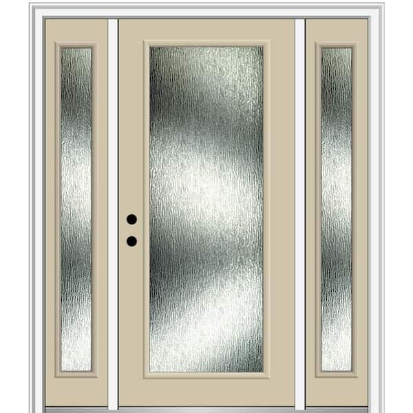 MMI Door 64 in. x 80 in. Right-Hand Inswing Rain Glass Wicker Fiberglass Prehung Front Door on 6-9/16 in. Frame