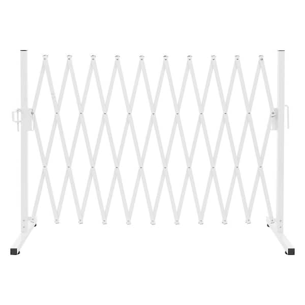 White 130 in. x 37.4 in. Metal Garden Fence Portable Folding Barrier Gate