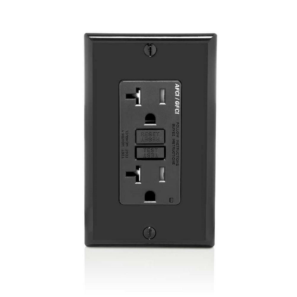Black Tamper-Resistant Dual-Function AFCI/GFCI Outlet with LED Indicator