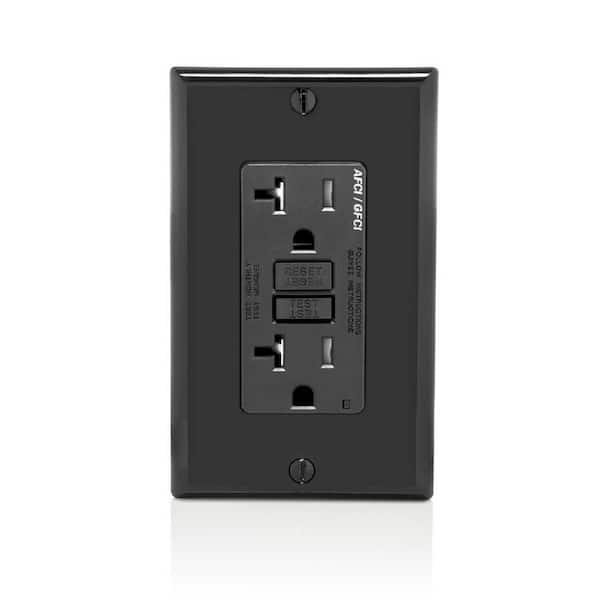 20 Amp 125-Volt Duplex Self-Test SmartlockPro Tamper Resistant AFCI/GFCI Dual Function Outlet, Black AGTR2-E