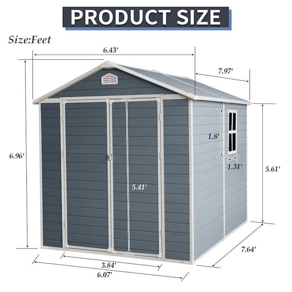 Y*e様 CLUBHAUS Practical Rainproof S/S Sh Storhaus 6.07 ft. W x 7.64 ft. D Outdoor Plastic Storage