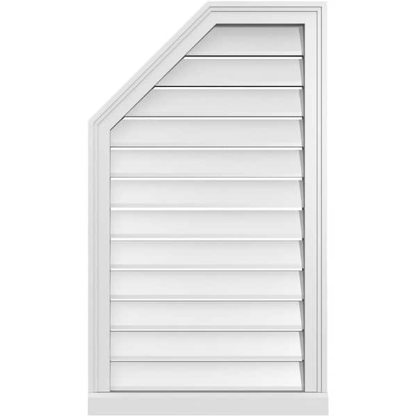 Ekena Millwork 22 in. x 38 in. Octagonal Surface Mount PVC Gable Vent: Functional with Brickmould Sill Frame