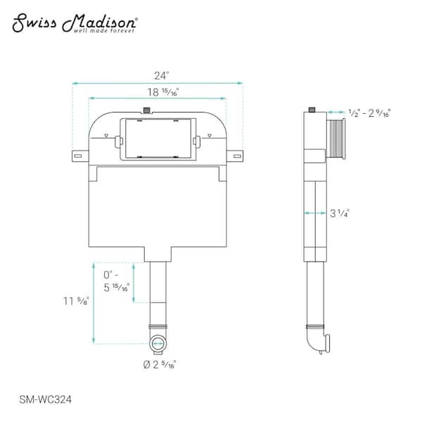 0.8/1.28 GPF 2 ft. x 4 ft. Concealed Dual Flush in Wall Toilet Tank Carrier for Back to Wall Toilet in White 0.8/1.28 GPF 2 ft. x 4 ft. Concealed Dual Flush in Wall Toilet Tank Carrier for Back to Wall Toilet in White
