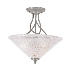 Royale 16 in. Brushed Nickel Semi-Flush with Frosted Crystal Glass Shade