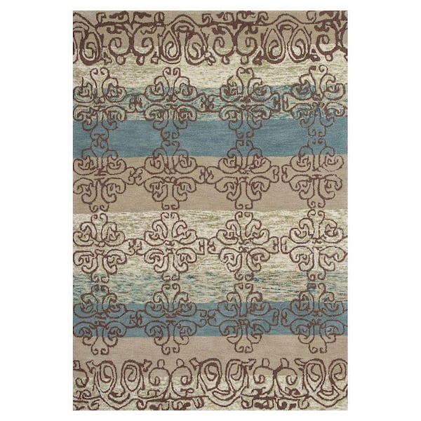 Kas Rugs Perfect Connection Beige/Blue 3 ft. x 5 ft. Area Rug