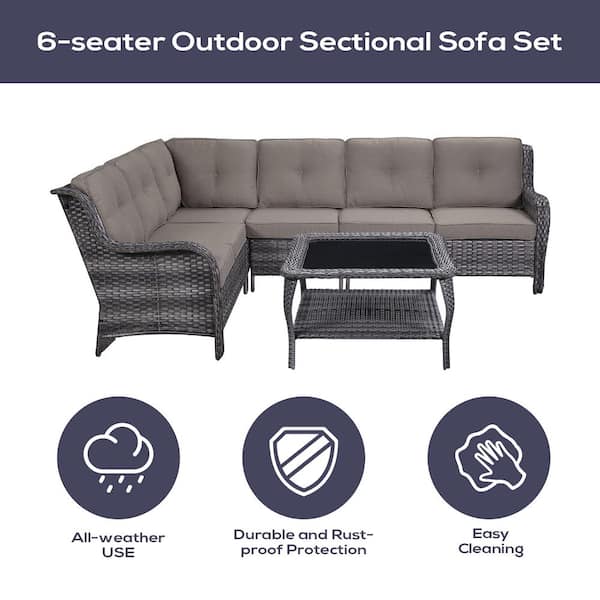 Rattan 6 seater online corner sofa