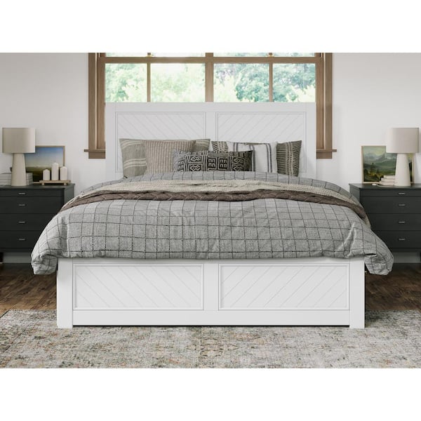 AFI Canyon White Solid Wood Queen Platform Bed with Matching Footboard and Storage Drawers