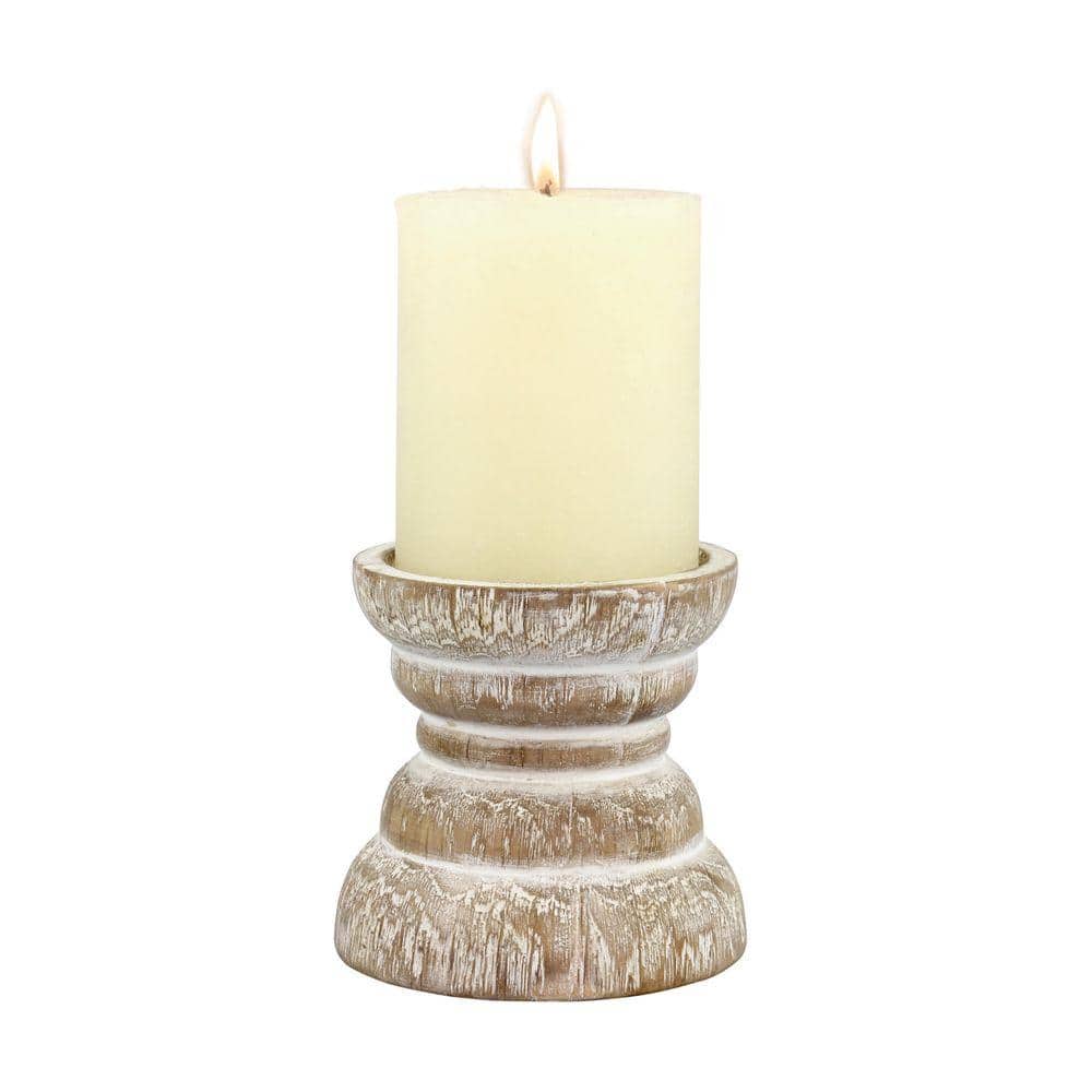 White Rustic Candle Holders for Pillar Candles,18-Inch Vintage Wooden  Candle Holders Pillar,Candle Holders for Candlesticks,Farmhouse Style  Accent