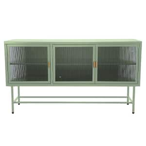 16" W x 47.4" D x 26" H Ready to Assemble Floor Base TV Kitchen Cabinet in Mint Green with Glass Doors and 2-Tier Shelf