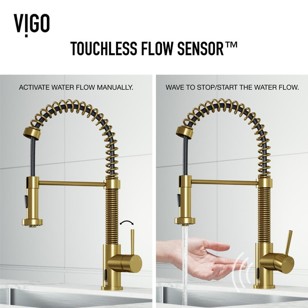 Matte Brushed Gold Touchless Pull-Down Kitchen Faucet
