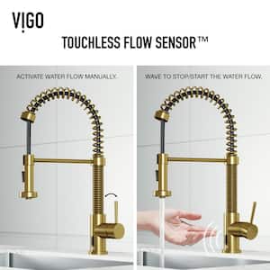 Edison Single Handle Pull-Down Sprayer Kitchen Faucet with Touchless Sensor in Matte Brushed Gold