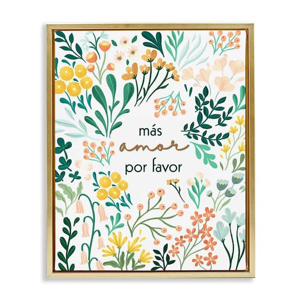 Stupell Industries More Love Please by Angel Nicole Gold Floater Frame Typography Graphic Art Print 31 in. x 25 in.