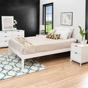 Pheba 4-Piece White Wood Frame Platform Queen Bed, 6-Drawer Dresser and 2-Drawer Nightstand Bedroom Set (Set of 2)