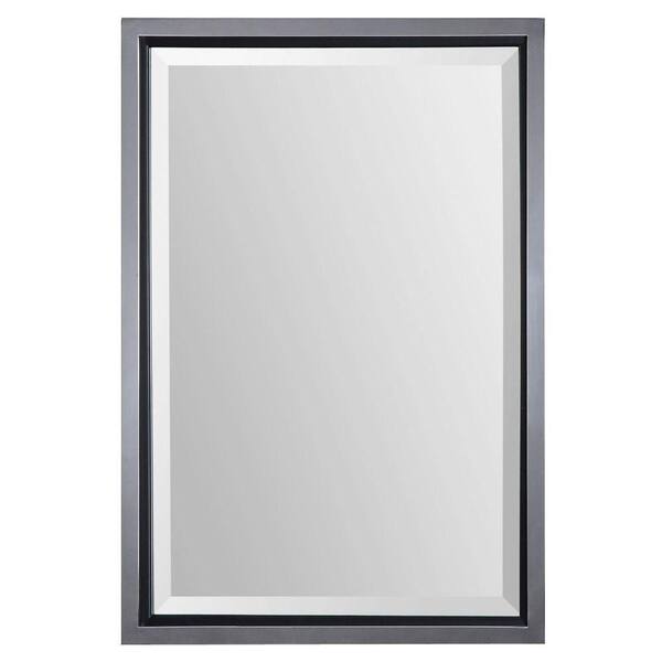 Global Direct 32 in. x 22 in. Chrome Wood Framed Mirror