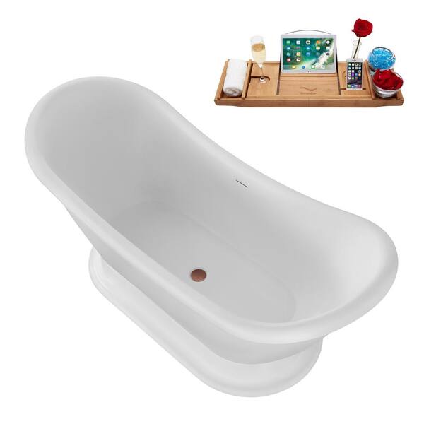 70 in. Luxury Acrylic Flatbottom Soaking Bathtub Spa in White with Oil Rubbed Bronze Trim 70 in. Luxury Acrylic Flatbottom Soaking Bathtub Spa in White with Oil Rubbed Bronze Trim