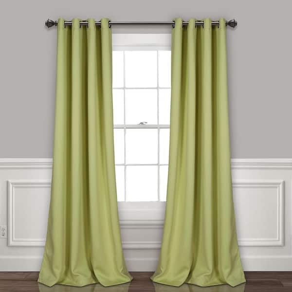 Lush Decor Sage Polyester Solid 52 in. W x 84 in. L Grommet Blackout Curtain (Set of 2)
