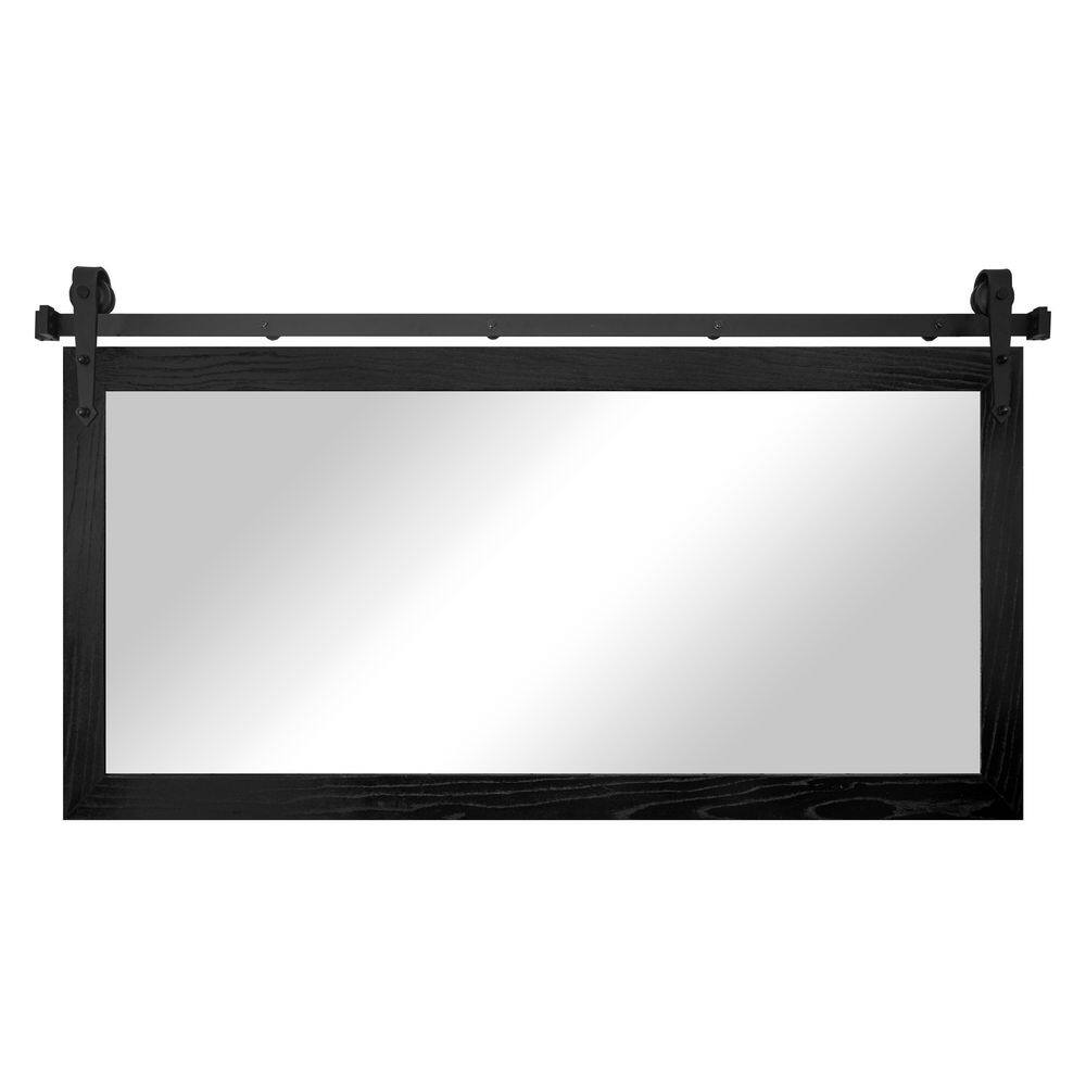 (48 in. W x 33 in. H) Black Ozark Hardwood Mirror With Steel Barn Door Rail price history on PriceWatchPro