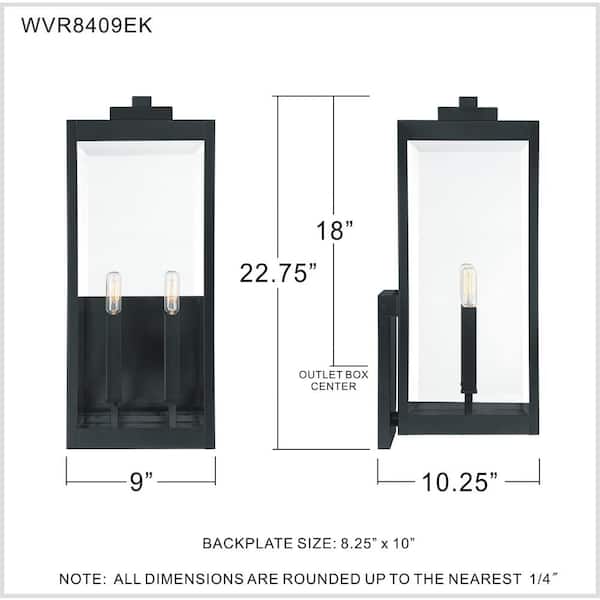 Quoizel Westover 2-Light Earth Black Outdoor Wall Lantern Sconce